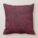 Embossed Dragon on Red Wine Leather Texture pillows