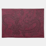 Embossed Dragon on Red Wine Leather Texture placemats