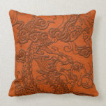 Embossed Dragon on Tangerine Leather Texture pillows