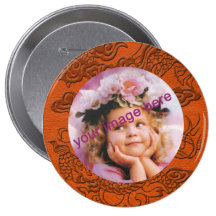 Embossed Dragon on Tangerine Leather Texture Pins