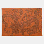 Embossed Dragon on Tangerine Leather Texture placemats