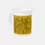 Embossed Dragon on Yellow Leather Texture pitchers
