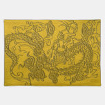 Embossed Dragon on Yellow Leather Texture placemats
