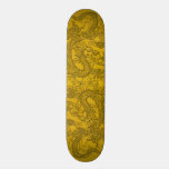 Embossed Dragon on Yellow Leather Texture skateboards