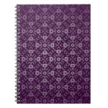 Embossed Edwardian Damask Deep Purple Spiral Notebook