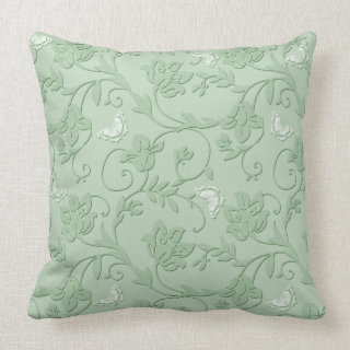 Embossed Floral Swirls and Butterflies Pillow