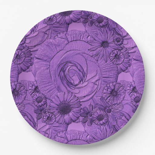 Embossed FlowersMed PurplePAPER PLATES 9 Inch Paper Plate Zazzle
