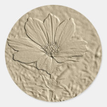 Embossed Look Gold Cosmos Flower Stickers