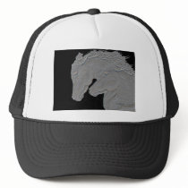 Embossed Look Horses Black background Trucker Hat