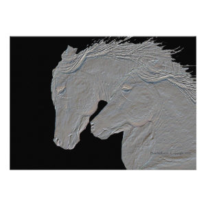 Embossed Look Horses Black background Personalized Invites