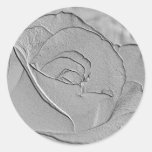 Embossed Look Silver Rose 1 Stickers