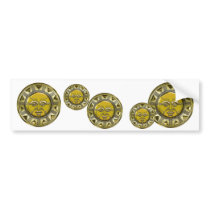 Embossed Mayan Metallic Sun Bumper Stickers