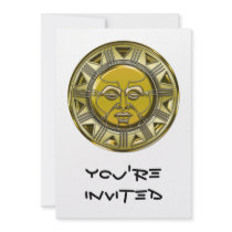 Embossed Mayan Metallic Sun Personalized Announcement