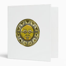 Embossed Mayan Metallic Sun Vinyl Binder
