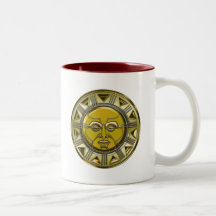 Embossed Metallic Mayan Sun Coffee Mugs