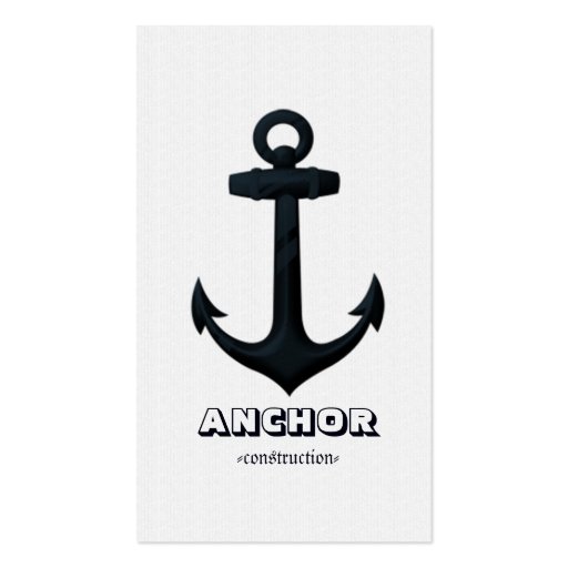 Embossed Navy Blue Nautical ANCHOR Business Card Template (front side)