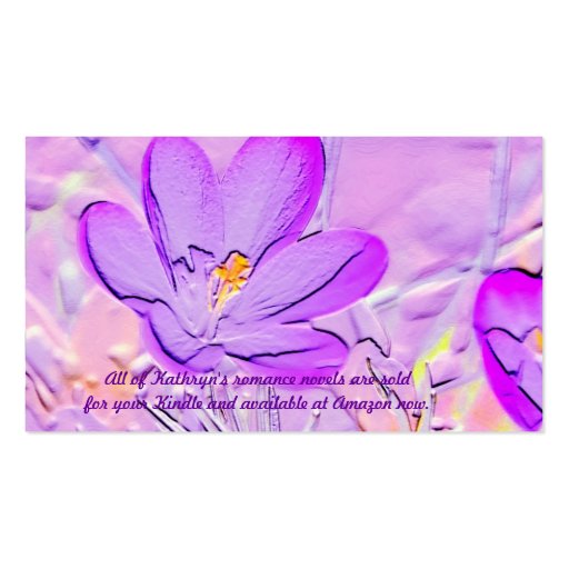 Embossed Purple Crocus Author Business Cards (back side)
