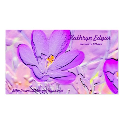 Embossed Purple Crocus Author Business Cards (front side)