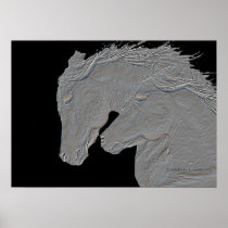 Embossed Silver Horses Print