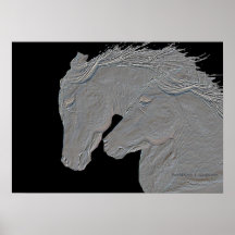 Embossed Silver Horses Print