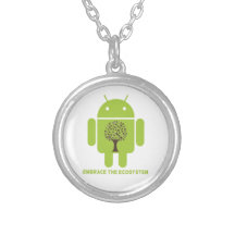 Embrace The Ecosystem (Android Bug Droid Oak Tree) Necklace