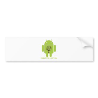 Embrace The Ecosystem (Bug Droid Brown Tree) bumpersticker