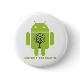 Embrace The Ecosystem (Bug Droid Brown Tree) button