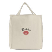 Embroidered Bride's Tote Bag With a Kiss embroideredbag
