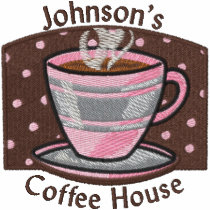 Embroidered Coffee House embroidered shirts by ThreadHeadLTD Embroidered Coffee House embroidered shirts