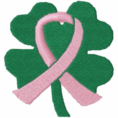 Embroidered Four-Leaf Clover Ribbon Breast Cancer Embroidered Four-Leaf Clover Ribbon Breast Cancer