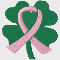 Embroidered Four-Leaf Clover Ribbon Breast Cancer embroidered shirts