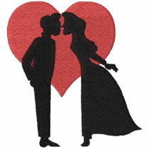 Embroidered Heart w/ Silhouette of Couple Kissing embroidered shirts