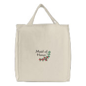 Embroidered Maid of Honor Tote Bag With Red Roses embroideredbag