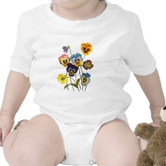 Embroidered Parade of Pansies shirt