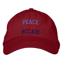 Embroidered Peace Love McCain Ball Cap embroidered hats