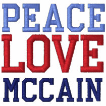Embroidered Peace Love McCain Tee Shirt embroidered shirts