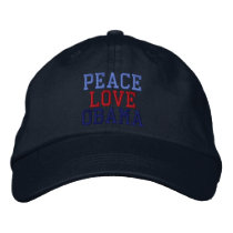 Embroidered Peace Love Obama Ball Cap Embroidered Baseball Cap