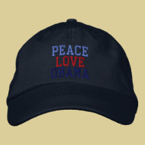Embroidered Peace Love Obama Ball Cap embroidered hats