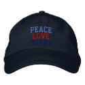 Embroidered Peace Love Obama Ball Cap embroidered hats by TeeShirtsTShirts Embroidered Peace Love Obama Ball Cap embroidered hats