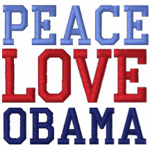 Embroidered Peace Love Obama Polo Shirt