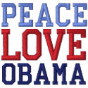 Embroidered Peace Love Obama Tee Shirt embroidered shirts