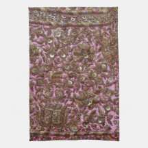Embroidered Pink Fabric New Delhi India Kitchen Towel