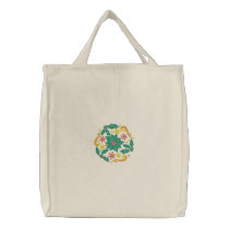 Embroidered Poinsettia Wreath Christmas Tote embroidered bags by naturetees Embroidered Poinsettia Wreath Christmas Tote embroidered bags