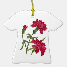 Embroidered Red Carnations Ornaments