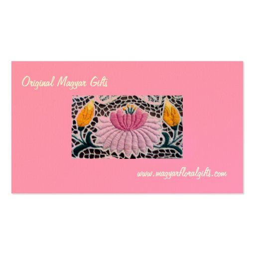 embroidered water lilly in kalocsai style business card templates (back side)