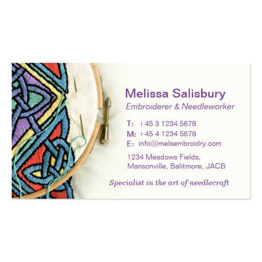 Embroiderer / Needlework business cards (front side)