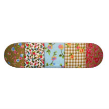 Embroidery Floral Patchwork Pattern Skateboard