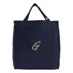 Embroidery Monogram Letter G Initial Canvas Bags