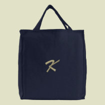 Embroidery Monogram Letter K Initial embroidered bags