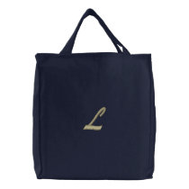Embroidery Monogram Letter L Initial Bag